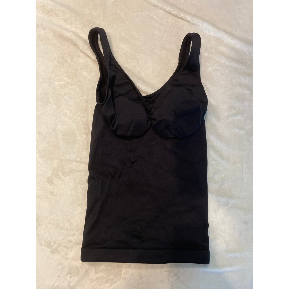 UNDERWHERE Built-In Padded Bra Shapewear Tank Top Size XL Black V Neck